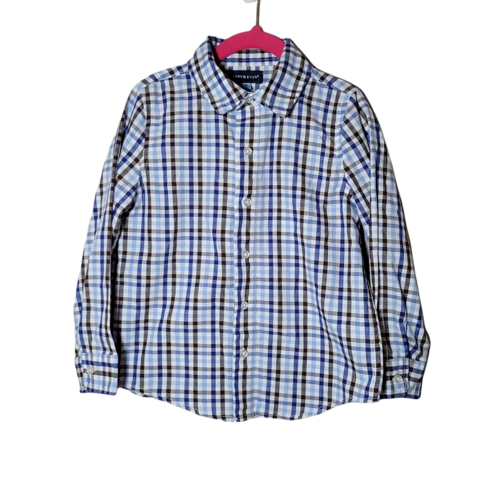 Andy & Evan Long Sleeve Plaid Patterned Button Up Shirt Size 5 Boys